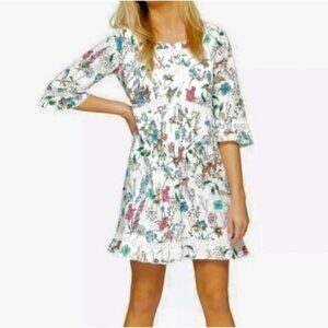 Sanctuary NWOT Botanica Floral White Ellie Bohem Eyelet Mini Dress Size XL